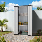 Aoxun 2.5’x1.5’ Outdoor Storage Cabinet, Outdoor Metal Storage Shed with 2 Adjustable Shelves & Lockable Doors, Vertical Tool Shed for Patio Garden, Garage, Porch, Black