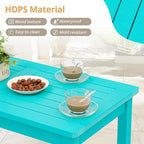 LUE BONA Outdoor Coffee Table Rectangle, 42.5" HDPS Patio Coffee Tables for Outside, All Weather Patio Coffee Table with Slatted Tabletop for Deck, Garden, Balcony, Indoor or Outdoor Use, Aruba Blue