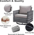 Belord Outdoor Bistro Set 3 Piece Wicker Swivel Rocker Patio Chairs, Oversize Outdoor Rattan Seating Set, Patio Swivel Glider Chairs Wicker Furniture with Metal Side Table for Outside Porch Backyard