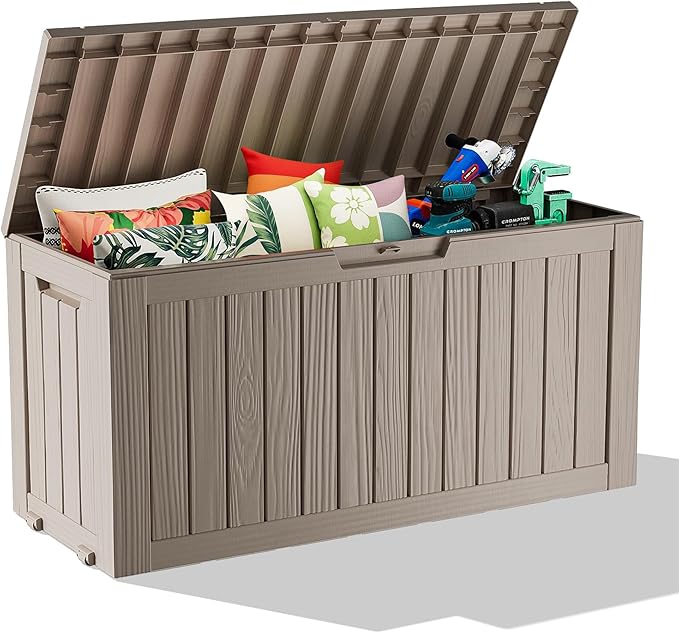75 Gallon Waterproof Resin Deck Box, UV Resistant Outdoor Storage by KFY