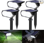 LYHOPE Solar Spot Light Outdoor, 49 LED Lights for Outside, 2 Modes Solar Powered Spotlights, Waterproof Pathway Light for Garden Yard Walkway Driveway Landscape Decorations (4 Pack-Cool White)