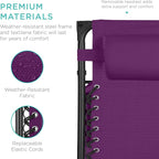 Best Choice Products 30” Wide Folding Zero Gravity Outdoor Recliner Patio Lounge Chair w/Adjustable Canopy Shade, Headrest, Side Accessory Tray - Amethyst Purple