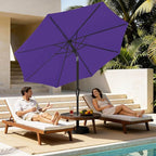 MEWAY 9ft Patio Umbrella Outdoor Table Umbrellas with Push Button Tilt and Crank, Market Umbrella 8 Sturdy Ribs for Deck, Garden, Pool and Backyard, Dark Purple