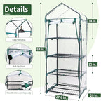 4 Tier Mini Greenhouse for Outdoor Indoor, Waterproof Heavy Duty Small Greenhouses with PVC Cover, Portable Green Houses for Outside Winter Plant Protection, 64'' H x 27'' L x 20'' W