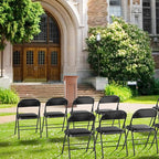 VINGLI 10 Pack Folding Chairs with Padded Seats, Metal Frame with Pu Leather Seat & Back, Capacity 350 lbs, Black