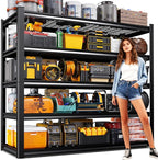 72" H Garage Shelving Heavy Duty Storage Shelves, Adjustable Metal Shelving Unit, Utility Garage Organizer Shelf for Basement, Pantry, Kitchen, Warehouse, Supermarket, 59" W x 19.7" D x 72" H