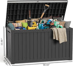 ROJIK Outdoor Storage Housing Deck Box,Waterproof Patio Furniture, Garden Tools,Cushions,Pool Accessories Storage Bench with Lockable Lid and Side Handles (Black,280 Gal)
