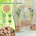Giantex Outdoor Bench with Garden Arch & Planters, Wooden Pergola Archway, Outdoor Trellis for Climbing Plants, Patio Decorative Arbor Arch for Backyard Lawn (Arched,Natural,73"x22"x80")