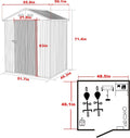 Storage Shed, 4' x 4' Gray Galvanized Steel with Lockable Door