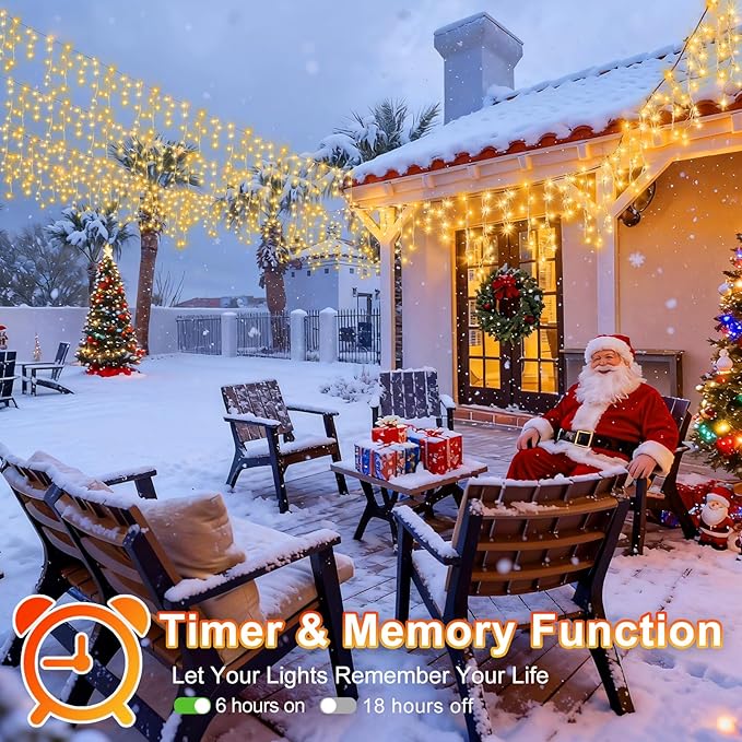 String Lights 400 LED 33ft Warm White 8 Lighting Modes
