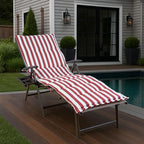 Kozyard Cozy Aluminum Reclining Lounge Chair - Perfect for Beach, Yard, Pool, Deck, Patio Outdoor Chaise Lounge with Drink Holder, Weather Free, Adjustable Assemble Free Red Strip