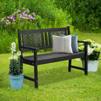 VINGLI 47" Outdoor Wood Bench, All Weather Outdoor Wooden Patio Garden Bench, Outside Loveseat 660lbs Capacity for Front Porch Park Entryway (Black)