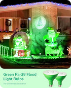 EDISHINE St.Patrick's Day/Easter Decorations PAR38 Green LED Flood Light Bulbs, Dimmable LED Light Bulb, 18W(120W Equivalent), Outdoor Weatherproof Light Bulb, E26 Base, 4 Pack