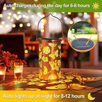 Butterfly Flower Birthday Gifts for Women, Solar Lanterns Outdoor Waterproof, Garden Decor Metal Hanging Decorative Solar Lights for Patio Yard Backyard Porch, Gardening Gifts for Women Mom Grandma