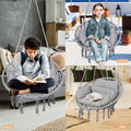 Hanging Macrame Hammock Chair with Cushion in Light Grey