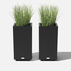 Veradek Block Series Pedestal Planter - Tall Planter for Indoor or Outdoor Front Porch | All-Weather Use with Removable Insert Bucket | Modern Décor for Flowers, Tall Trees, Faux Plants