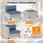 6-Seat Modular Patio Furniture Set – Outdoor Wicker Sectional Sofa with Thick 4″ Cushions, Dual-Strand PE Rattan, Rust-Resistant 18 mm Steel Frame, Backyard Garden Deck Lounge,Navy