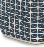 SIMPLIHOME Noreen Boho Square Pouf in Dark Blue and White Handloom Woven Pattern for the Living Room, Bedroom and Kids Room