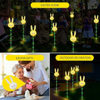 Easter Decorations Outdoor - Set of 3PCS Easter Gifts Decor with Cute Bunny Lights,Unique Housewarming Outside Gifts,Waterproof Solar Garden Stake Lights for Yard/Lawn/Birthday Decor