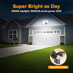 LUTEC 32W 3500 Lumen LED Security Lights Motion Sensor Light Outdoor, 5000K Daylight, IP65 Waterproof, Dusk to Dawn, Motion Detector Flood Light for Garage, Yard, Porch-Brown
