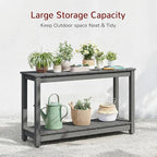 Stoog All-Weather Console Table, 2-Tier Patio Console Table Outdoor with Storage, Low Maintenance, and Never Fade or Rot, Grey