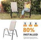 VINGLI Patio Chairs Set of 2 – Stackable Outdoor Dining Chairs with Comfortable Sling High Back Chairs and Armrests for Lawn, Poolside, Courtyard, Balcony, Garden, Yellow