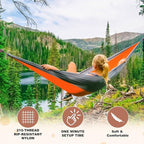 SZHLUX Camping Hammock Double & Single Portable Hammocks with 2 Tree Straps, Great for Hiking,Backpacking,Hunting,Outdoor,Beach,Camping,Orange / Grey