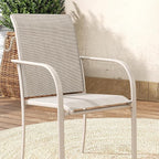VICLLAX Patio Table and Chair Set of 4, All Weather Metal Round Outdoor Dining Furniture Set-40.6" Round Outdoor Table and Chairs, Sandshell Tabletop