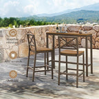 Outdoor Bar Table, 45" Patio Bar Height Counter Console Table, Waterproof HDPS Slatted Top, Weather Resistant, Hot Tub, Balcony, Yard, Indoor or Outdoor Use, Teak