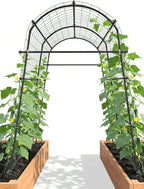 7ft Garden Arch Trellis for Climbing Plants Outdoor-Heavy Duty Metal Cucumber Trellis for Raised Beds- Tall Steel Vegetable Arbor with Strong Bolt Assembly & Outdoor-Ready Stakes
