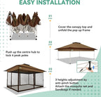 COBIZI 10x15 FT Pop up Gazebo on Clearance - Outdoor pop up Canopy Tent,carpas para Patio, Shelter - Screen Tents with Portable Carry Bag, Patio Gazebos for Camping,Garden,Deck,Backyard,Brown