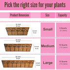 LaLaGreen Wall Mounted Planters - 24 Inch, 4 Pack Window Flower Boxes Basket Outdoor, Balcony Planter Over The Rail, Deck Railing Hanging with Coco Liners, Metal Horse Troughs Fence Patio Porch