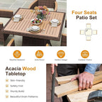 Wisteria Lane 10-Pieces Outdoor Patio Table and Chairs, Rattan Patio Table Set with Acacia Wood Tabletop, Patio Dining Furniture Set for 8 with Removable Cushions for Deck Garden Backyard, Brown