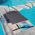 Lazy Daze Hammocks 12 FT Double Quilted Fabric Hammock with Spreader Bar and Detachable Pillow, 2 Person Double for Outside Patio Poolside Backyard Beach, 450lbs Capacity, Gray