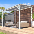 AECOJOY 10' x 8' Pergolas and Gazebos on Clearance in White, Large Wall Mounted Pergola, Outdoor Patio Lean to Gazebo Metal Awnings for Decks,Patio, Porch, Backyard and More