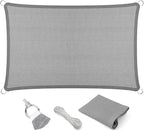 Eden's Decor Straight Flat-Edged Sun Shade Sail Rectangular 5' x 11' Grey UV-Blocking Outdoor Canopy Fabric Cloth Awning for Pergola Patio Garden Backyard Custom Size