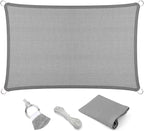 Eden's Decor Straight Flat-Edged Sun Shade Sail Rectangular 8' x 14' Grey UV-Blocking Outdoor Canopy Fabric Cloth Awning for Pergola Patio Garden Backyard Custom Size