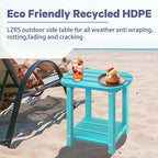 LZRS Outdoor Side Table - 2-Tier Adirondack HDPE Patio End Table for Pool, Porch,Balcony & Backyard,Weather Resistance for Indoor and Outdoor use(Turquoise)