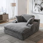 67" Oversized Chaise Lounge Chair Indoor, Soft Boneless Cloud Couch with 3 Pillows, 4 Side Pockets and 2 Cup Holders, Comfy Corduroy Sleeper Couch for Living Room Bedroom