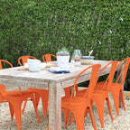 Set of 4 Metal Dining Chairs, Orange