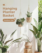 Bamworld Macrame Plant Hanger Indoor Hanging Planter for Plants Hanging Plant Basket Macrame Wall Hanging Planters Boho Decor Home Room Decor Aesthetic 36 Inches Ivory, Set of 2