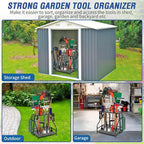 Garden Tool Storage Rack, Black Alloy Steel, Holds Up to 58 Tools