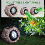 4 Pack Solar Rock Lights Outdoor, Angle Adjustable Solar Lights Outdoor Waterproof, LED Solar Garden Lights, Auto On/Off Landscape Lighting for Yard Pathway Patio Flower Bed - White Glow (Stone Brown)
