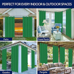 PureFit Outdoor Curtains for Patio Waterproof Weatherproof, UV and Fade Resistant Outside Curtains for Gazebo, Front Porch, Pergola, Sun Blocking Privacy Curtain, 52W x 108L inch, 1 Panel, Green