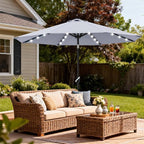 ABCCANOPY 10FT Durable Solar Led Patio Umbrellas with 32LED Lights (Gray)