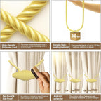 Hion Magnetic Curtain Tiebacks Golden 2pcs, Curtain Tiebacks Buckles Holdbacks Holders Hooks Clip for Home Bedroom Office Decorative Curtain
