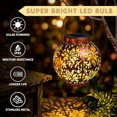 2 Pack Outdoor Solar Hanging Lantern Lights