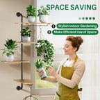 DELLAN 4-Tier Rotating Window Plant Shelf, Wall Mounted Indoor Hanging Plants Shelf, Modern Style
