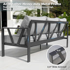 Outdoor Patio Furniture Set, 4 Pieces Metal Patio Furniture Set with Coffee Table, Modern Outdoor Patio Conversation Seating Set with 6” Thick Cushions, Light Grey