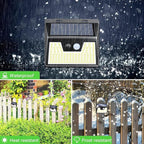 Peasur Solar Lights Outdoor Motion Sensor, 140 LED Solar Powered Fence Light Waterproof, 3 Modes Security Wall Lighting for Outside Deck Yard